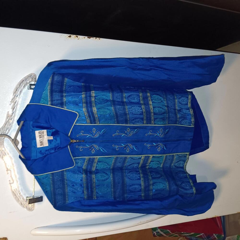 Nancy Bolen Women's Blue Embroidered Jacket Size 18